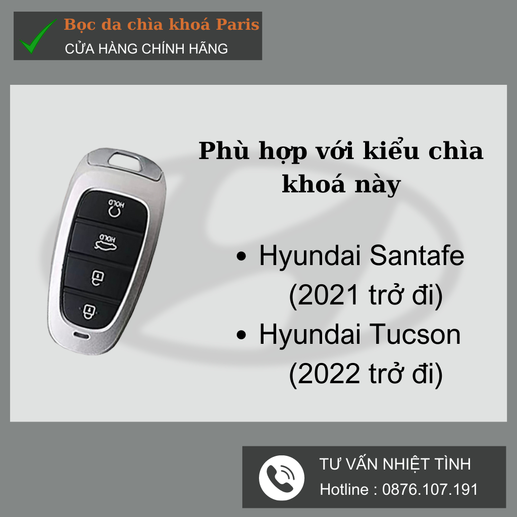 Bọc chìa khoá Hyundai Santafe 2021-2023 Tucson 2022-2023,ốp chìa khoá ô tô santafe tucson sang trọng