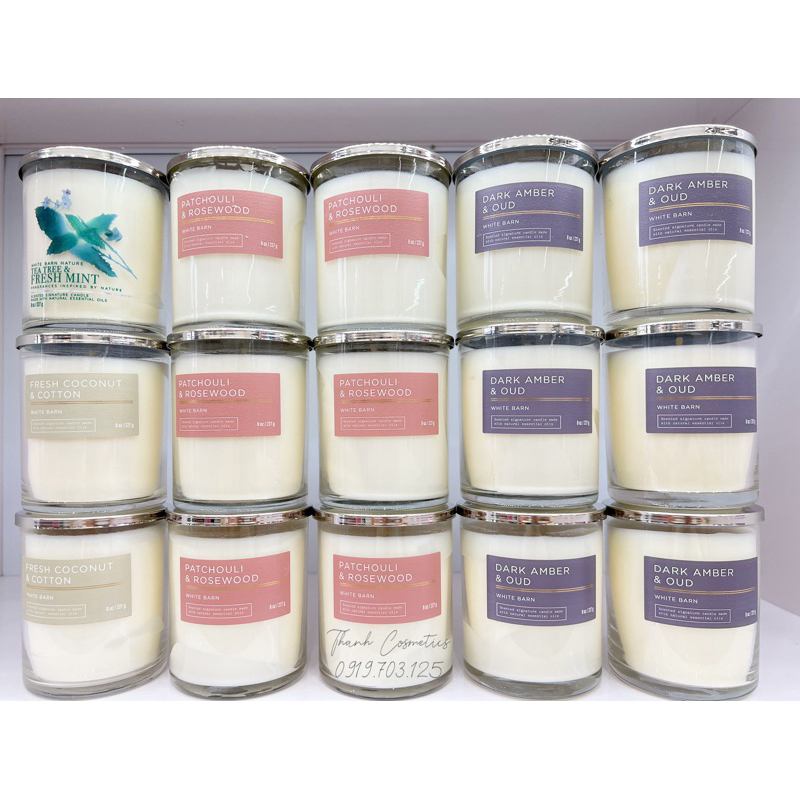 Nến thơm 1 bấc BBW 227g - Dòng White Barn