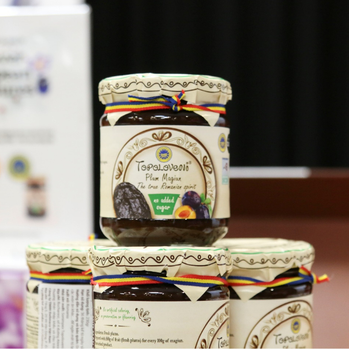 Mứt mận nguyên chất Romania 100% mận tươi không đường nhãn hiệu Topoloveni lọ 350g