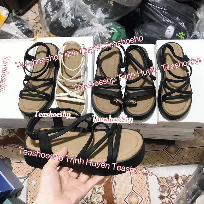 Dép sandal qc quai mảnh đế bằng 4cm êm nhẹ ,dép quai hậu chun đế bằng,xăng đan nữ học sinh quai chéo đế bánh mì 4phân