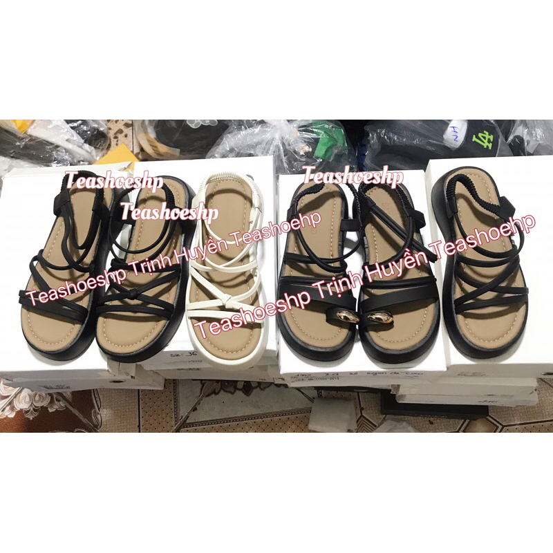 Dép sandal qc quai mảnh đế bằng 4cm êm nhẹ ,dép quai hậu chun đế bằng,xăng đan nữ học sinh quai chéo đế bánh mì 4phân