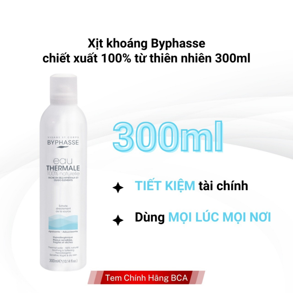 Xịt khoáng Byphasse Eau Thermale 100% Naturelle 300ml