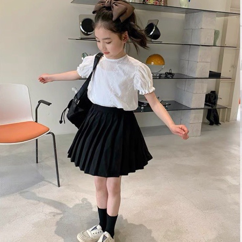 Chân váy xếp ly Chân váy xoè đi học có lót cho bé gái