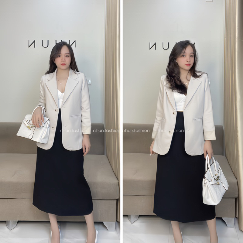 Áo blazer nữ NhunFashion Áo vest nữ khoác ngoài phối tay 2 lớp phong cách Hàn Quốc trẻ trung năng động N43