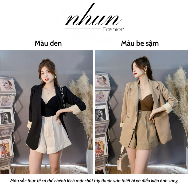 Áo blazer nữ NhunFashion Áo vest nữ khoác ngoài phối tay 2 lớp phong cách Hàn Quốc trẻ trung năng động N43 | BigBuy360 - bigbuy360.vn