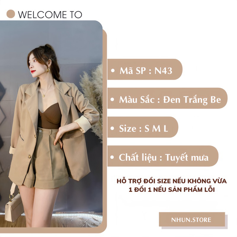 Áo blazer nữ NhunFashion Áo vest nữ khoác ngoài phối tay 2 lớp phong cách Hàn Quốc trẻ trung năng động N43 | BigBuy360 - bigbuy360.vn