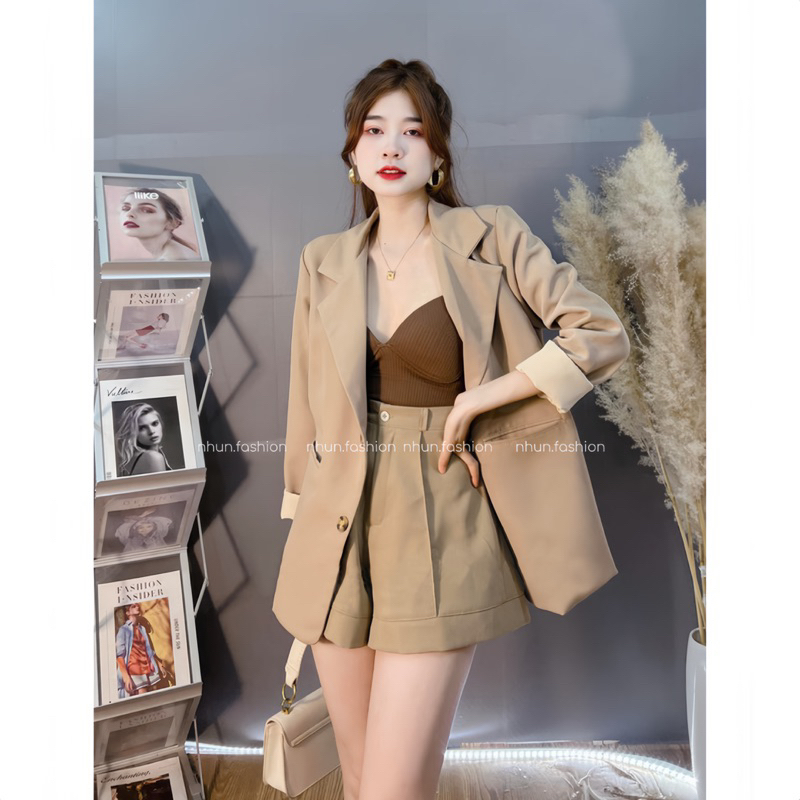 Áo blazer nữ NhunFashion Áo vest nữ khoác ngoài phối tay 2 lớp phong cách Hàn Quốc trẻ trung năng động N43 | BigBuy360 - bigbuy360.vn