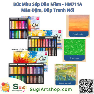 Bút màu sáp dầu deli hm711a , hộp màu sáp 24/36/48 màu đậm, sắc nét - hm711a