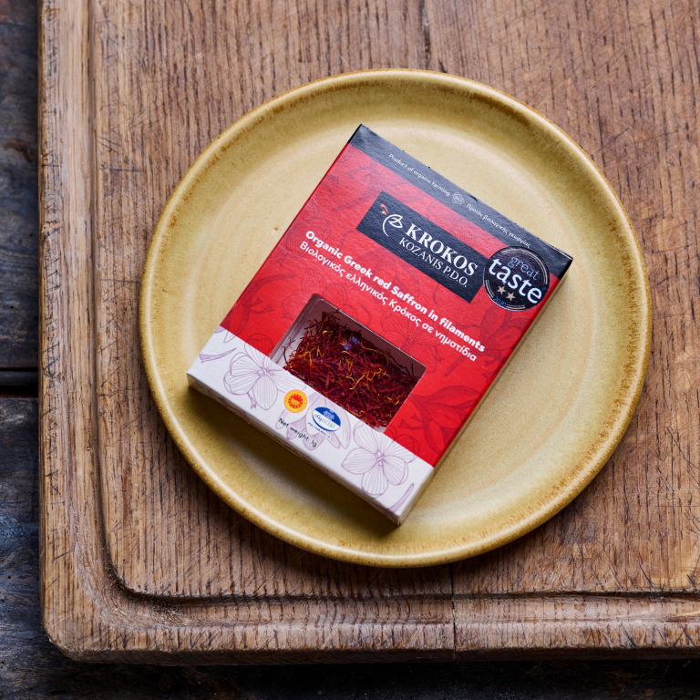 Nhụy Hoa Nghệ Tây Saffron Organic Hy Lạp nhãn hiệu Krokos Kozanis hộp giấy đỏ 1g