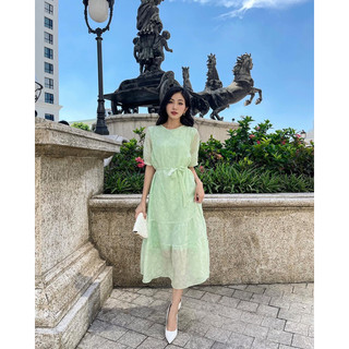 váy suông nơ lưng kèm đai eo (V343)