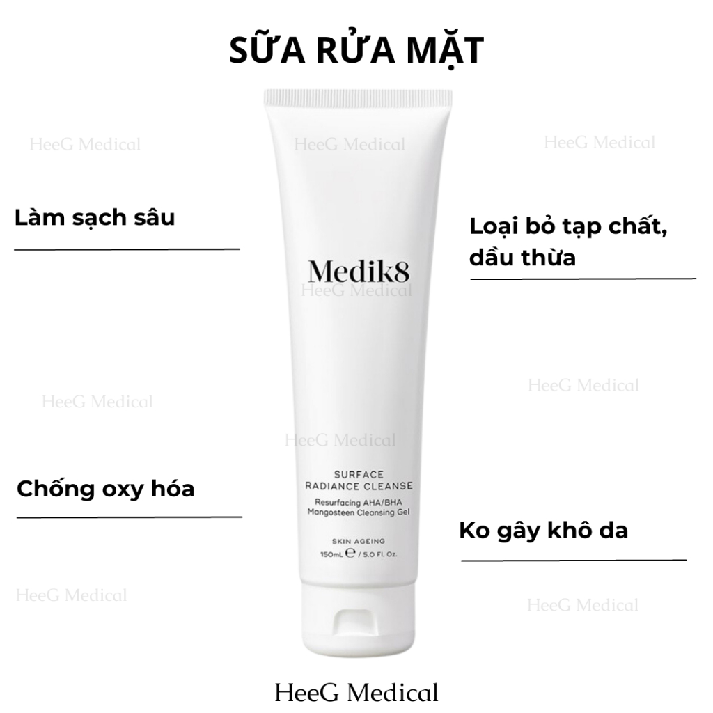 Sữa rửa mặt Medik8 chứa AHA BHA
