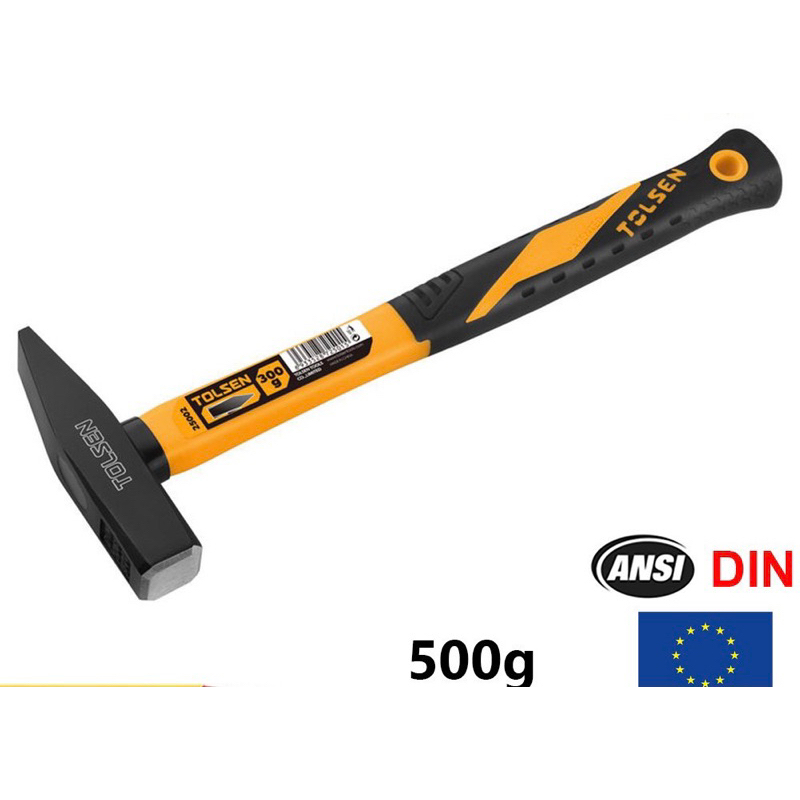 Búa đóng đinh 500gam đầu dẹp vuông tay cầm cao su mềm thép tốt TOLSEN 25003