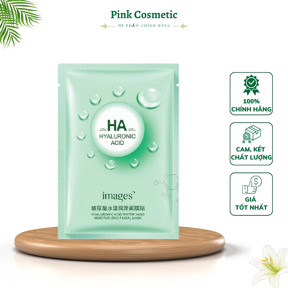 Mặt nạ giấy HA Images Bioaqua màu xanh lá dưỡng trắng da mụn cấp ẩm thải độc HAI3