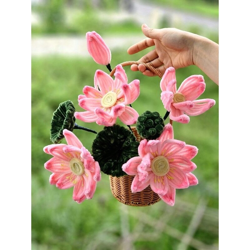 Giỏ hoa sen siêu xinh dùng để tặng bạn bè , người thân🌷