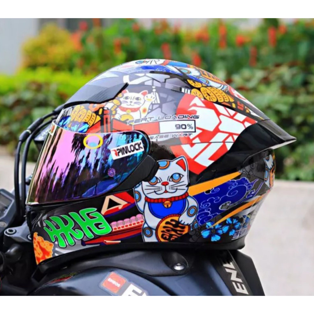 Tem dán mũ bảo hiểm fullface - MÈO THẦN TÀI - 14