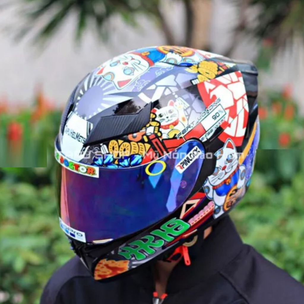 Tem dán mũ bảo hiểm fullface - MÈO THẦN TÀI - 14