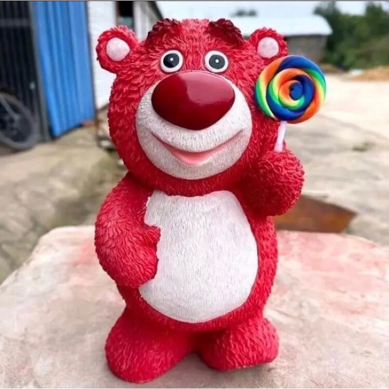 Tượng tô màu Gấu Dâu thạch cao hottrend size lớn 15-25cm