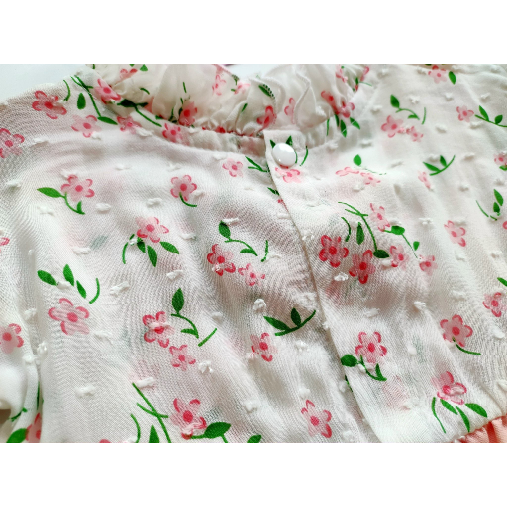 Bodysuit Váy Cánh Tiên, Body Váy Hoa Xanh Xinh Xắn Cho Bé Gái Sơ Sinh Đến 2 Tuổi