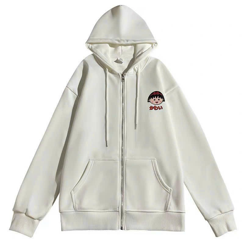 Áo khoác hoodie Nữ kiểu khóa kéo chất nỉ ngoại nón 2 lớp logo thêu hình bé gái cực Cute LDUThoodie277 277