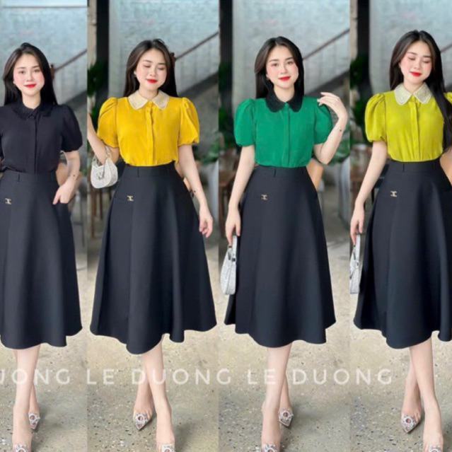 Áo Sơ Mi Nữ Hàng Thiết Kế Cổ Đính Voan Sợi Hạt A2