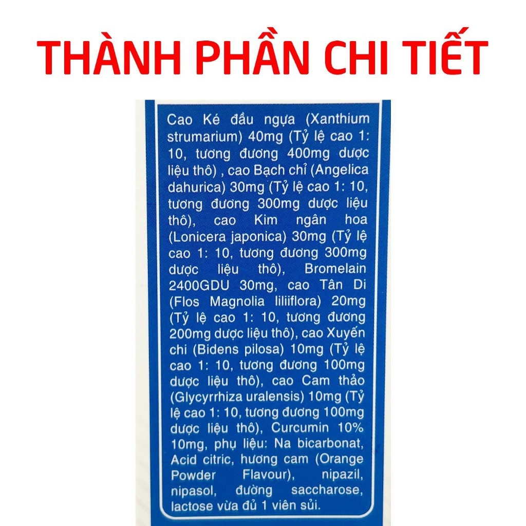 Viên xủi Extra Xoan Plus thảo dược giảm sổ mũi, nghẹt mũi, viêm xoang, viêm mũi dị ứng - Tuýp 20 viên