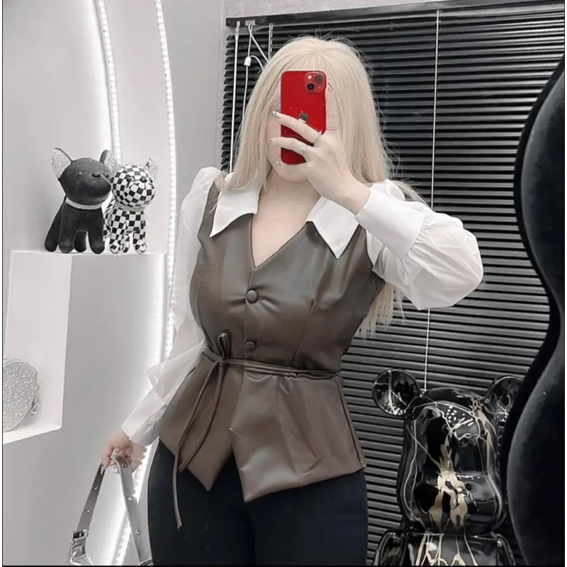 Áo da phối tay bigsize 55kg-95kg