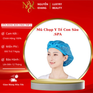 Chụp tóc y tế, mũ chùm đầu con sâu hộp 100 chiếc dùng trong spa thẩm mỹ