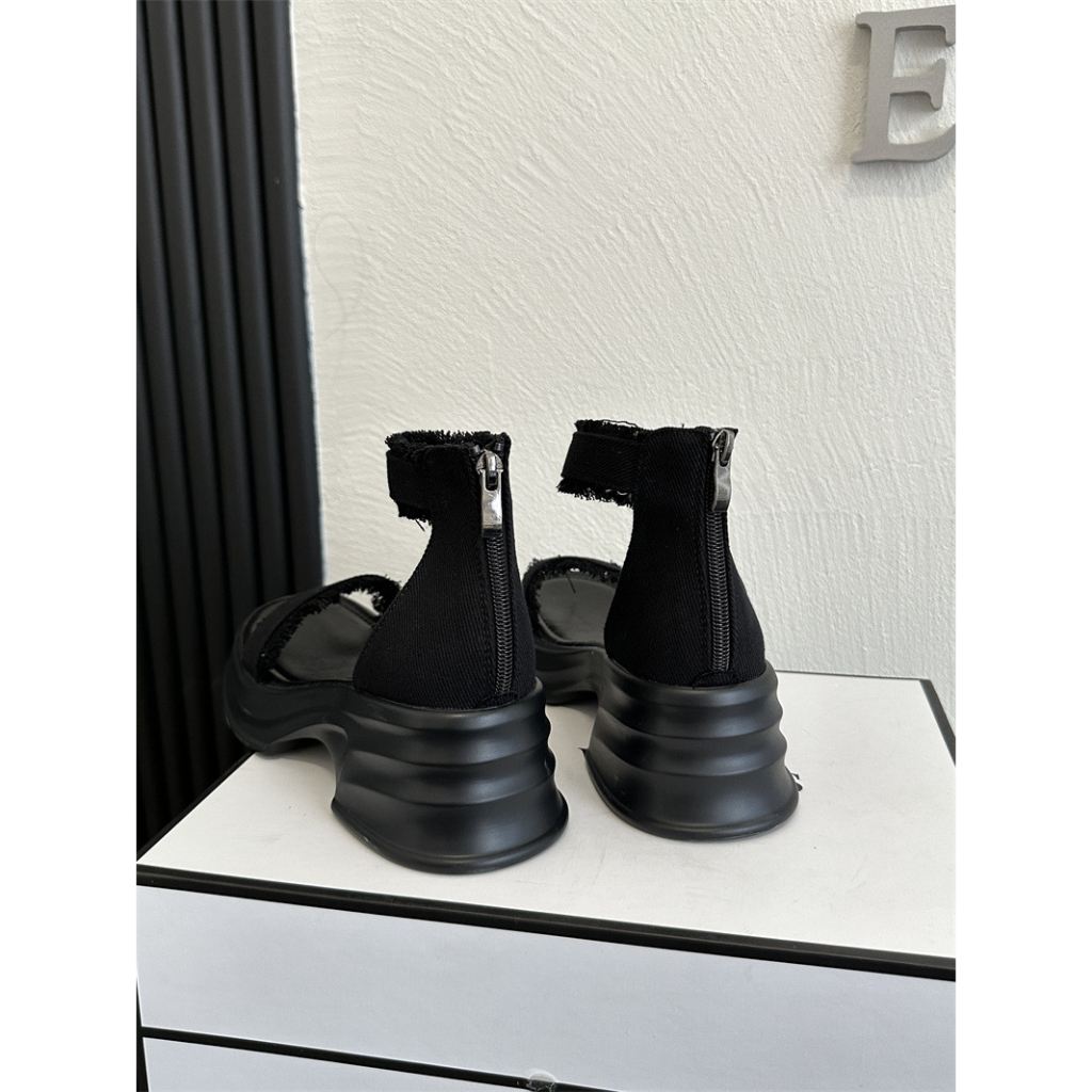 Giày Sandal Chiến Binh Quai Ngang Denim Đế 5 Phân N59, Sandal Nữ