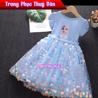🍄 [10-38kg] Váy Elsa 2023 Kim Sa Lấp Lánh