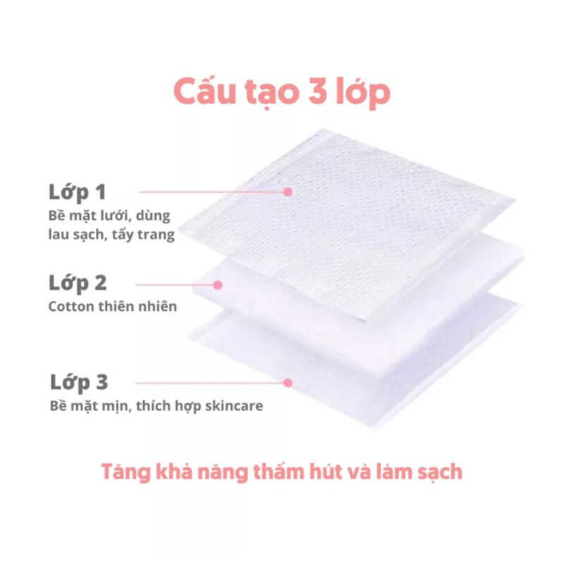 Bông tẩy trang cotton 222miếng lameila chát liệu tự nhiên