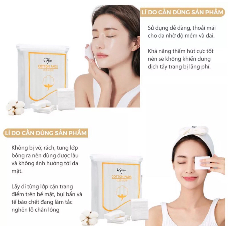 Bông tẩy trang cotton 222miếng lameila chát liệu tự nhiên