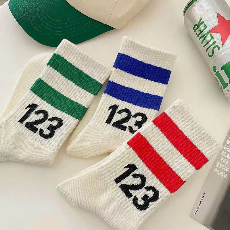 Tất Vớ cotton thể thao nam nữ cổ cao Klein xanh 123 có Video thật