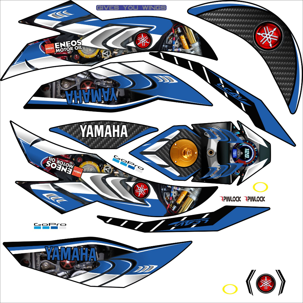 Tem dán mũ bảo hiểm fullface - YAMAHA XANH - 28