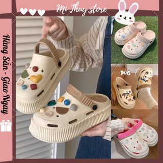 Dép crocs cross XIXITIAO sticker tổng hợp nhiều màu đế cao 5-6 dễ thương