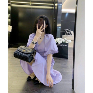 ĐẦM MIDI CỔ V NÚT BỌC