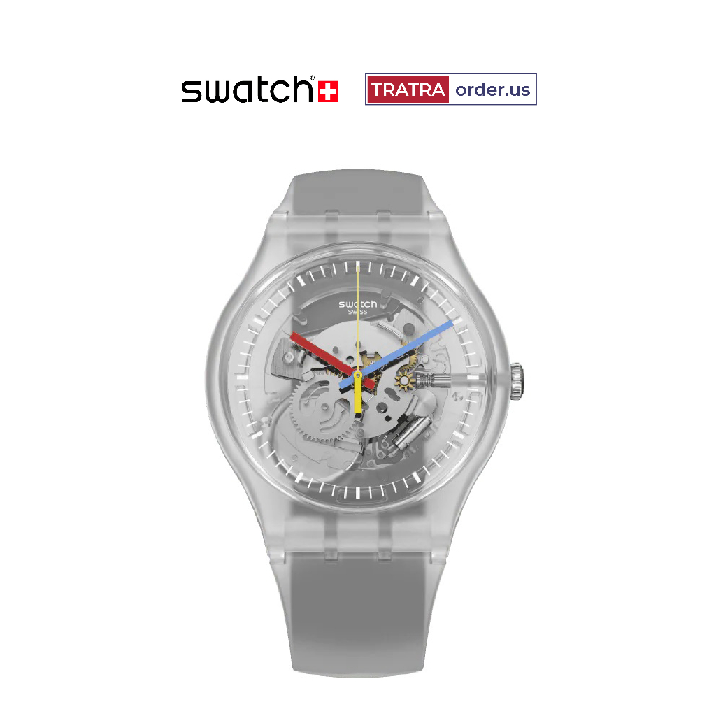 Đồng hồ Nam, nữ Swatch dây Silicone - 41mm - CLEARLY STRIPED