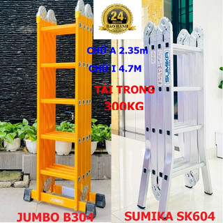 Thang đa năng, thang gấp 4 đoạn sumika sk604 nhôm nguyên bản, jumbo b304 sơn tĩnh điện - tải 300kg