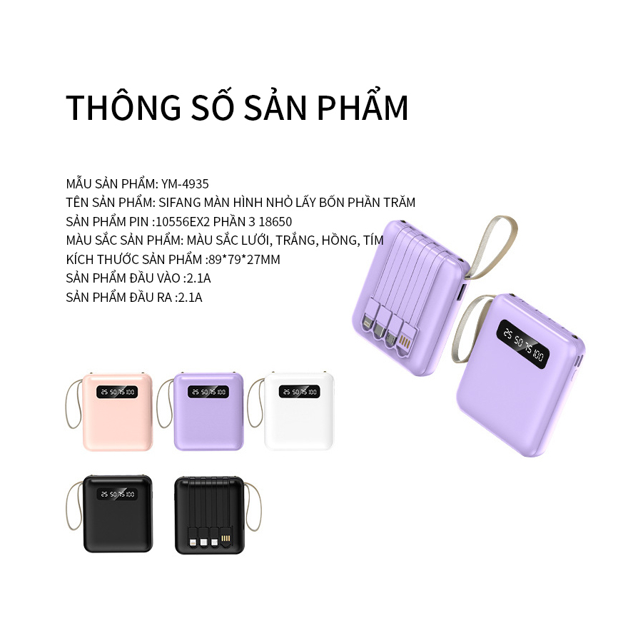 Sạc Dự Phòng 20000mAh Tích Hợp 4 Cổng Sạc - Pin Dự Phòng Mini Màn Hình Led Bảo Hành 12 Tháng