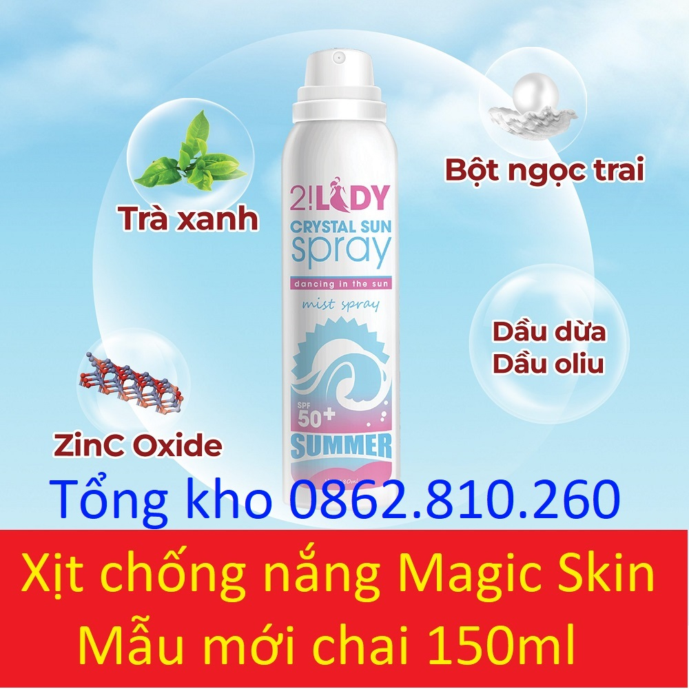 Xịt chống nắng 2LADY Crystal Sun Spray 3in1 magic skin