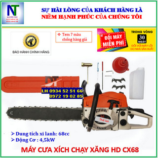 Máy cưa xích 68cc, máy cưa gỗ. bh 12 tháng.