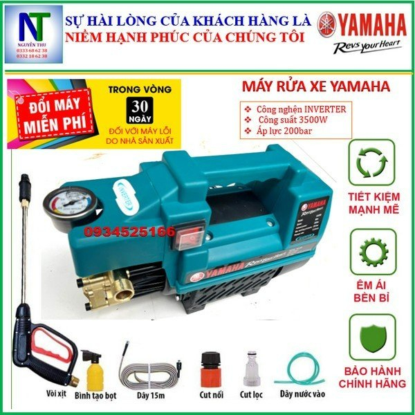 Máy rửa xe  YAMAHA 3500W, máy xịt rửa áp lực cao. BH 24 tháng.