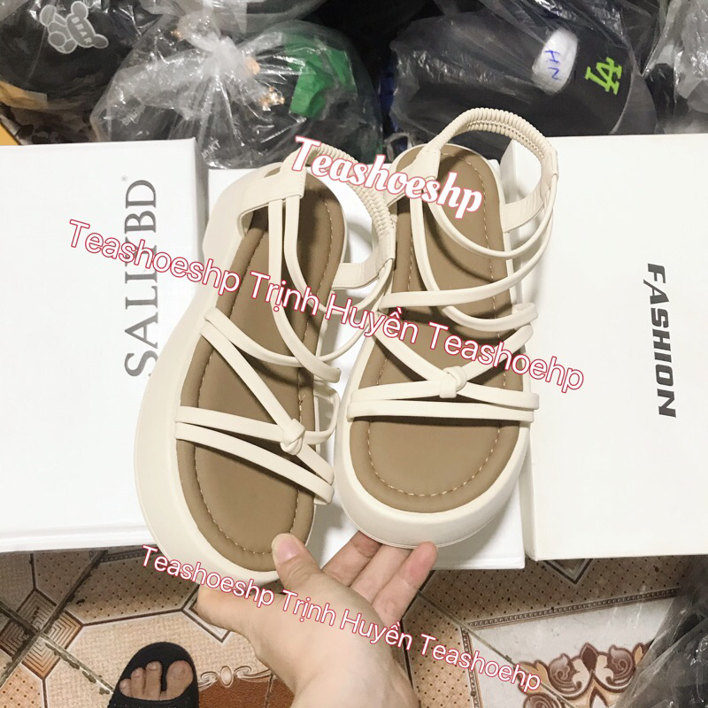 Dép sandal qc quai mảnh đế bằng 4cm êm nhẹ ,dép quai hậu chun đế bằng,xăng đan nữ học sinh quai chéo đế bánh mì 4phân
