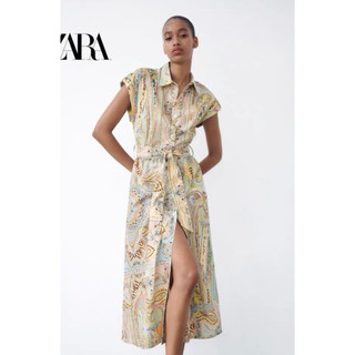 X357 Váy hoạ tiết xuất dư của ZARA