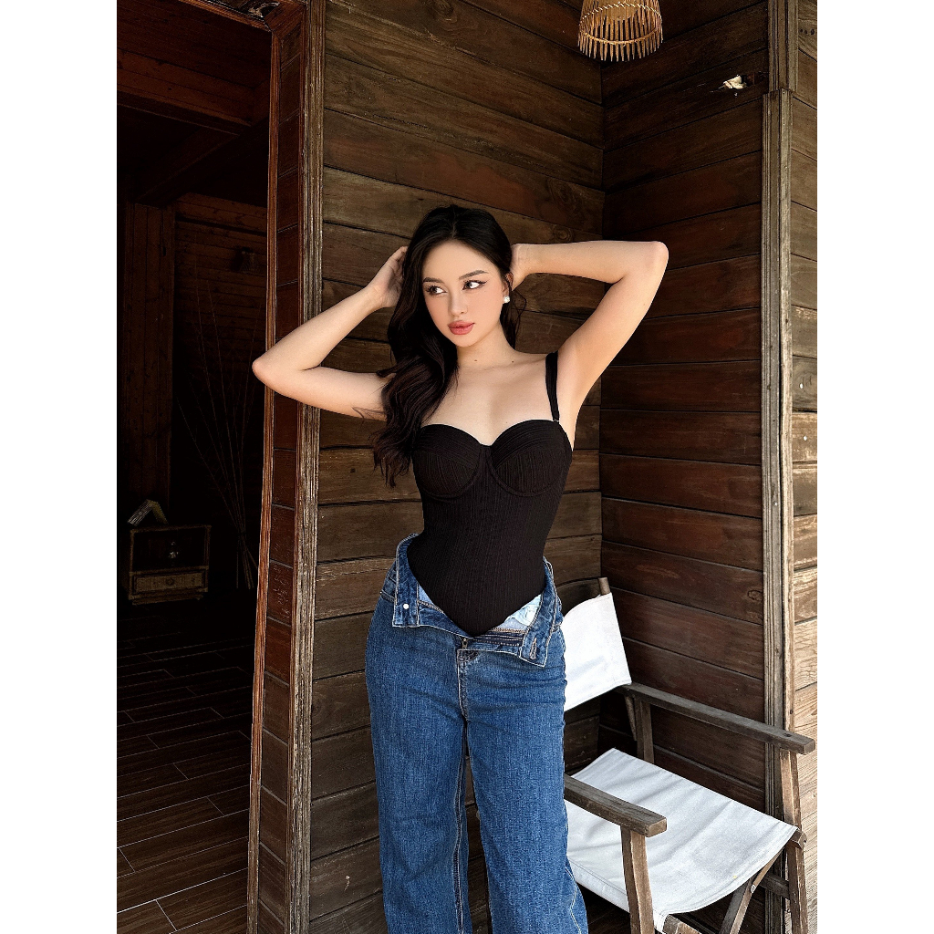 Sunny | Bodysuit Thun Gân Hai Dây Có Mút Áo Liền Thân Ôm Body Quyến Rũ Thiết Kế La Perbra | BigBuy360 - bigbuy360.vn