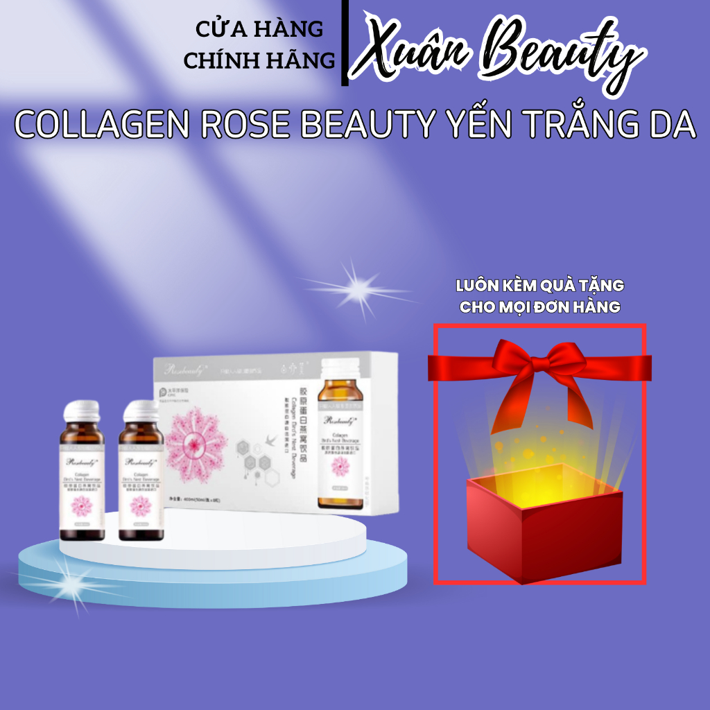 Collagen Rose Beauty Yến Trắng Da (TRẮNG SÁNG TỨC THÌ X10)