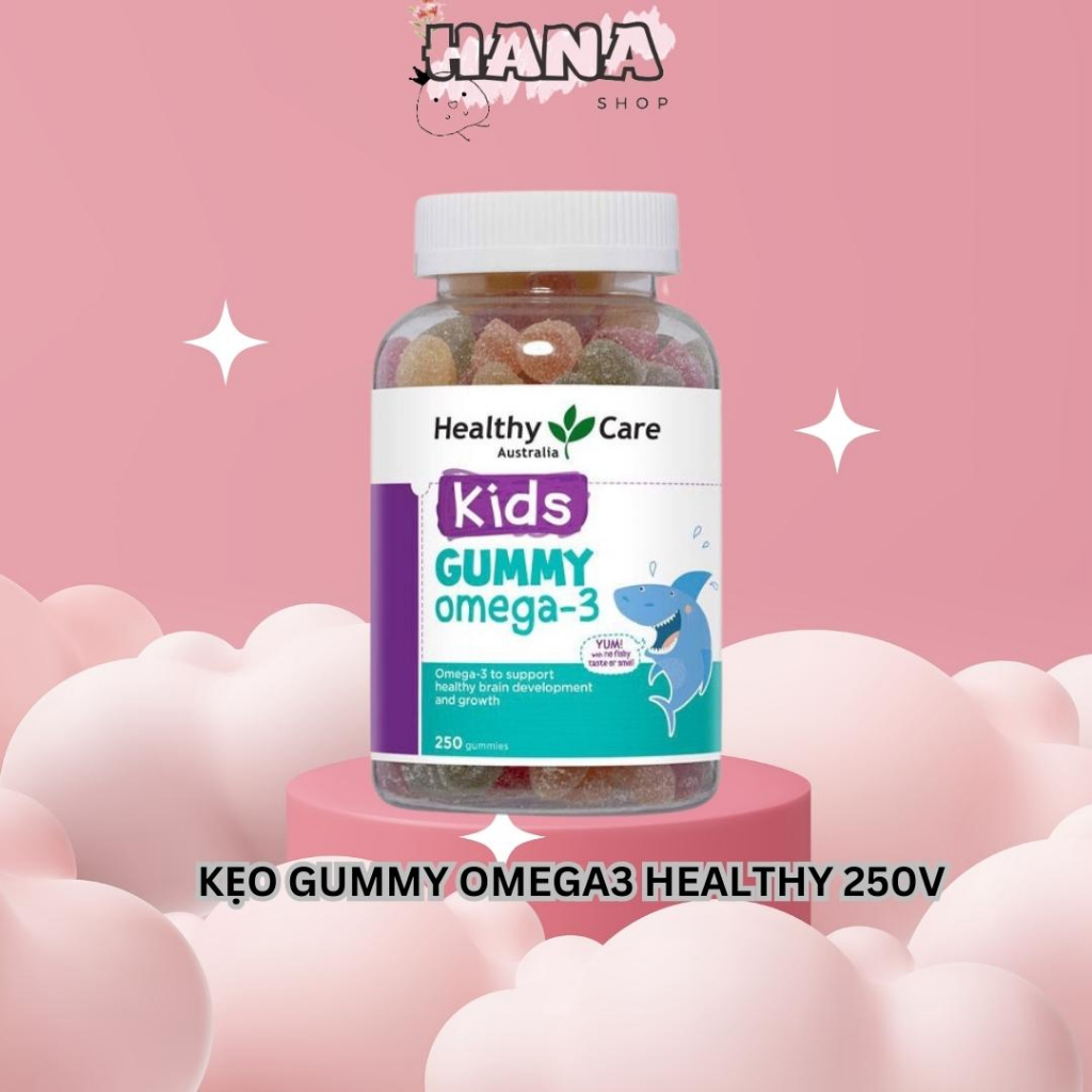 Kẹo Gummy Omega-3 Healthy Care Kids 250 viên của Úc bổ sung Omega 3 cho bé