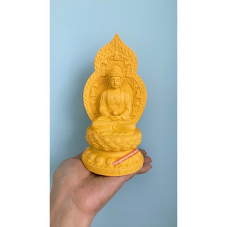 Tượng phật dược sư vàng cầm trái châu 18 cm