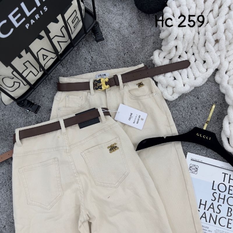 Quần baggy jean nữ dáng lỡ kèm đai quảng châu