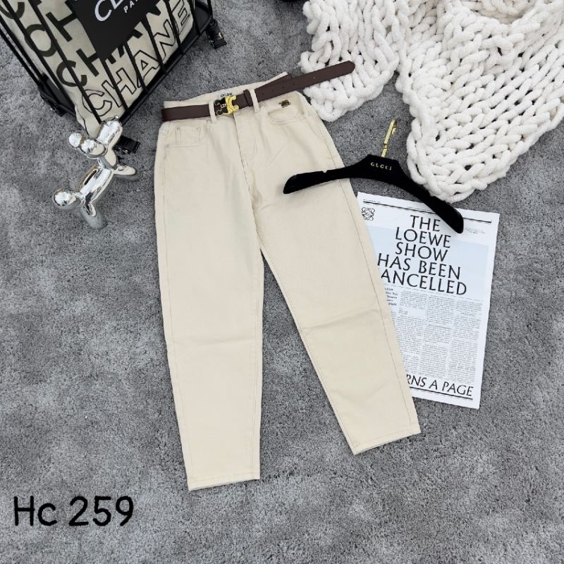 Quần baggy jean nữ dáng lỡ kèm đai quảng châu