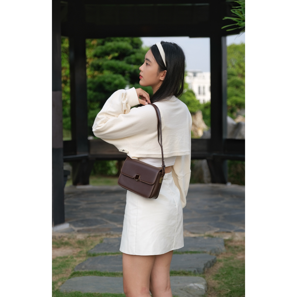 Túi đeo chéo đeo vai khoá gương chất liệu cao cấp văn phòng công sở